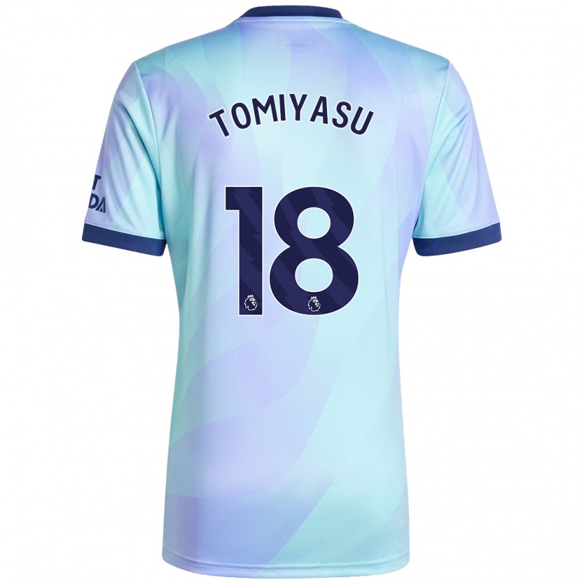 Kinderen Takehiro Tomiyasu #18 Aqua Thuisshirt Derde Tenue 2024/25 T-Shirt