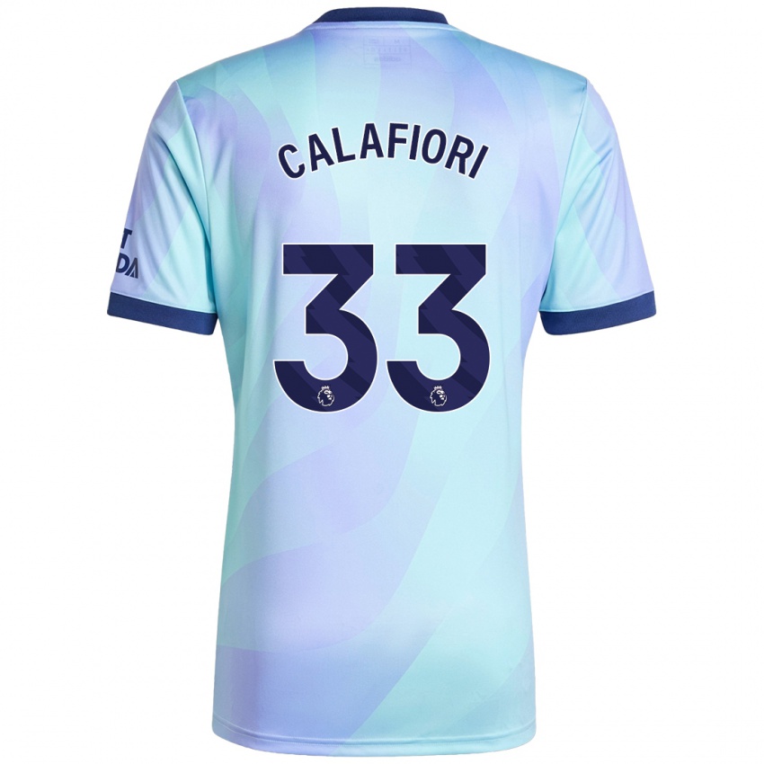 Kinderen Riccardo Calafiori #33 Aqua Thuisshirt Derde Tenue 2024/25 T-Shirt