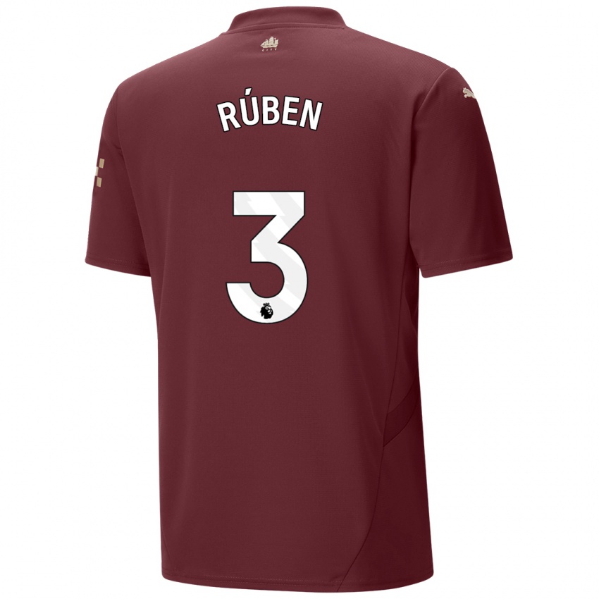 Kinderen Ruben Dias #3 Kastanjebruin Thuisshirt Derde Tenue 2024/25 T-Shirt