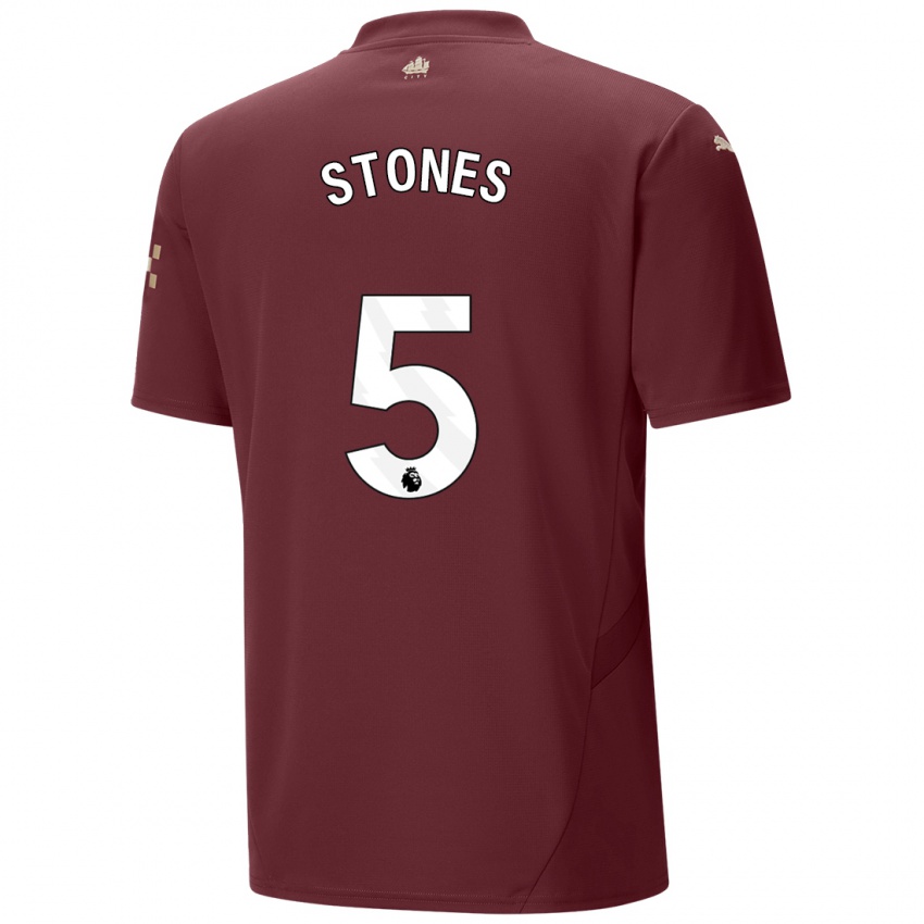 Kinderen John Stones #5 Kastanjebruin Thuisshirt Derde Tenue 2024/25 T-Shirt