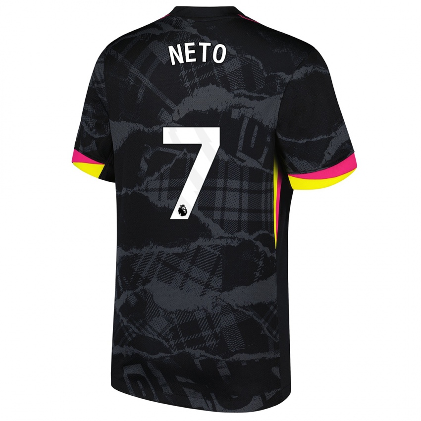 Kinderen Pedro Neto #7 Zwartroze Thuisshirt Derde Tenue 2024/25 T-Shirt