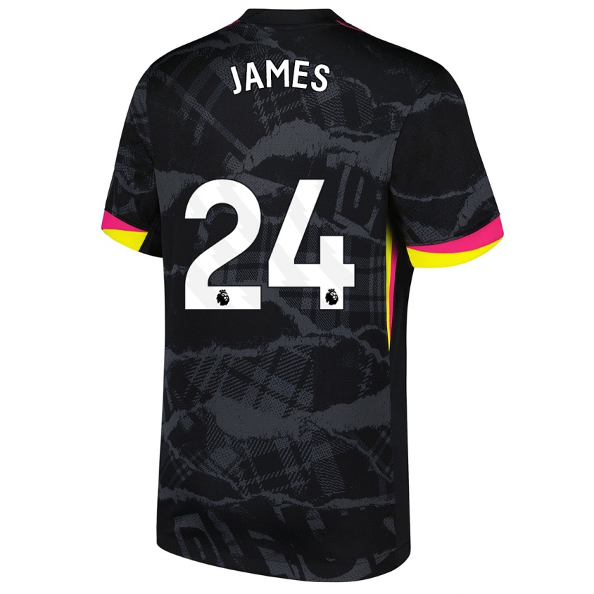 Kinderen Reece James #24 Zwartroze Thuisshirt Derde Tenue 2024/25 T-Shirt