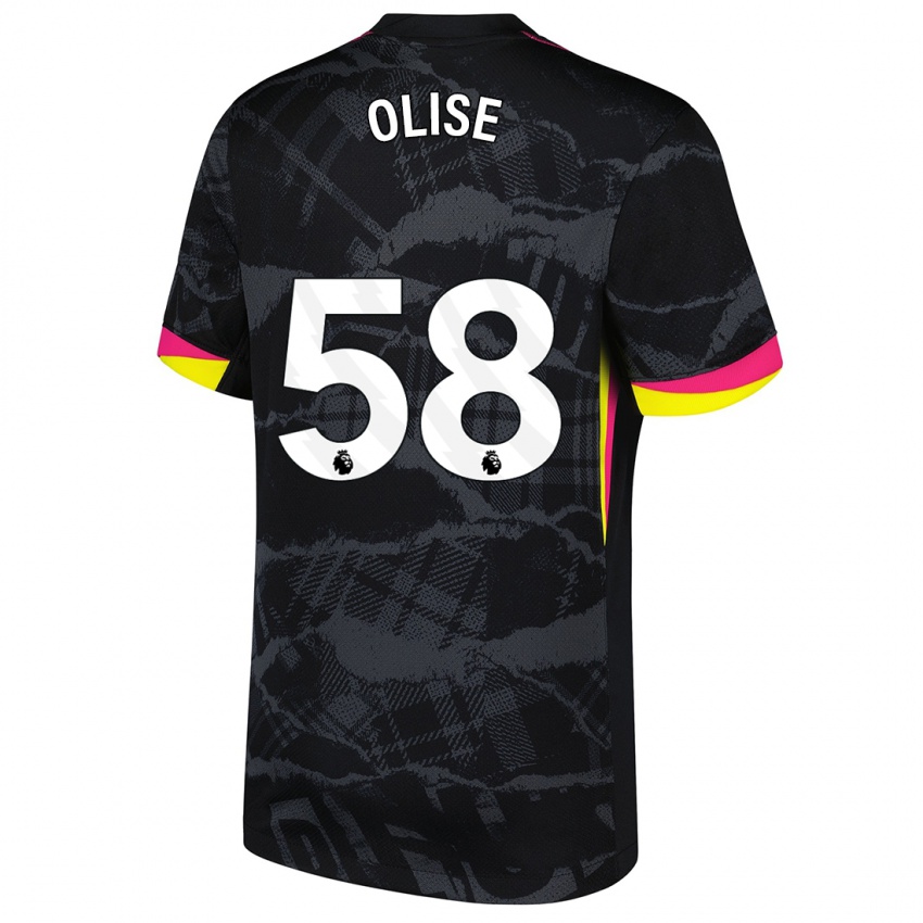 Kinderen Richard Olise #58 Zwartroze Thuisshirt Derde Tenue 2024/25 T-Shirt