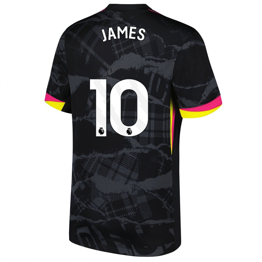 Kinderen Lauren James #10 Zwartroze Thuisshirt Derde Tenue 2024/25 T-Shirt