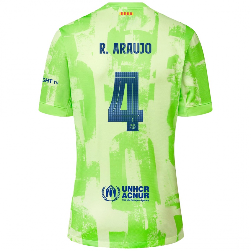 Kinderen Ronald Araujo #4 Limoen Thuisshirt Derde Tenue 2024/25 T-Shirt