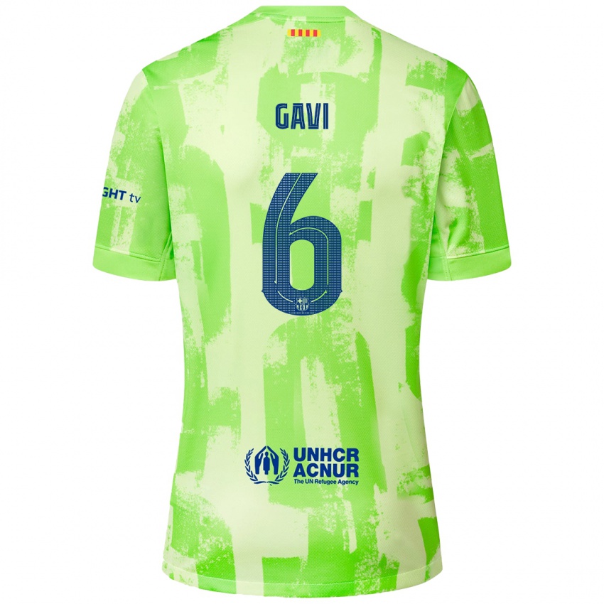 Kinderen Gavi #6 Limoen Thuisshirt Derde Tenue 2024/25 T-Shirt