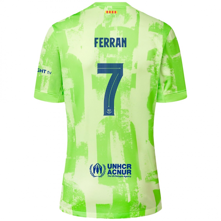 Kinderen Ferran Torres #7 Limoen Thuisshirt Derde Tenue 2024/25 T-Shirt