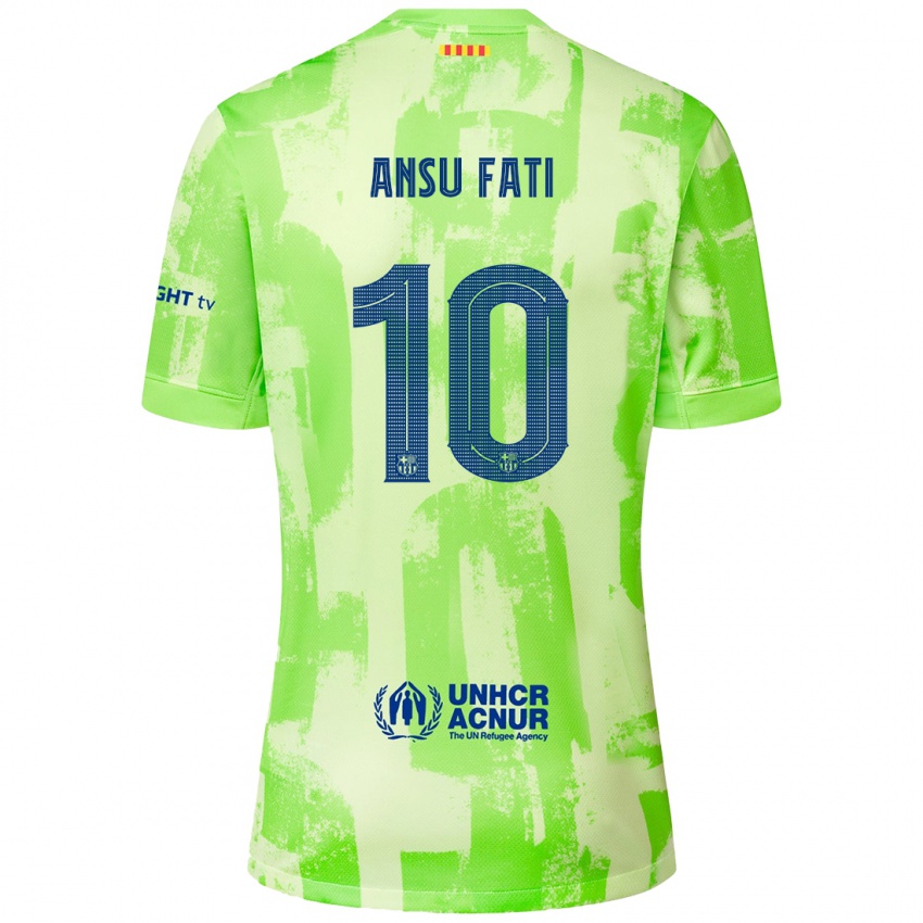 Kinderen Ansu Fati #10 Limoen Thuisshirt Derde Tenue 2024/25 T-Shirt