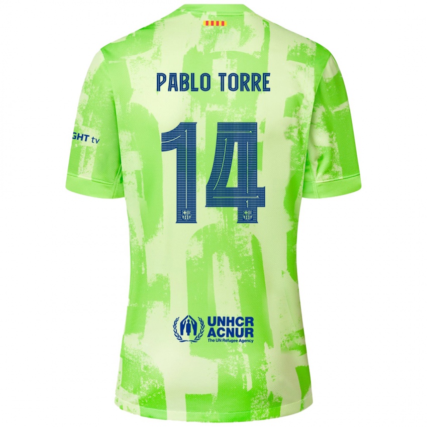 Kinderen Pablo Torre #14 Limoen Thuisshirt Derde Tenue 2024/25 T-Shirt