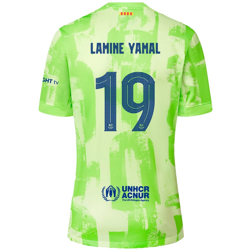 Kinderen Lamine Yamal #19 Limoen Thuisshirt Derde Tenue 2024/25 T-Shirt