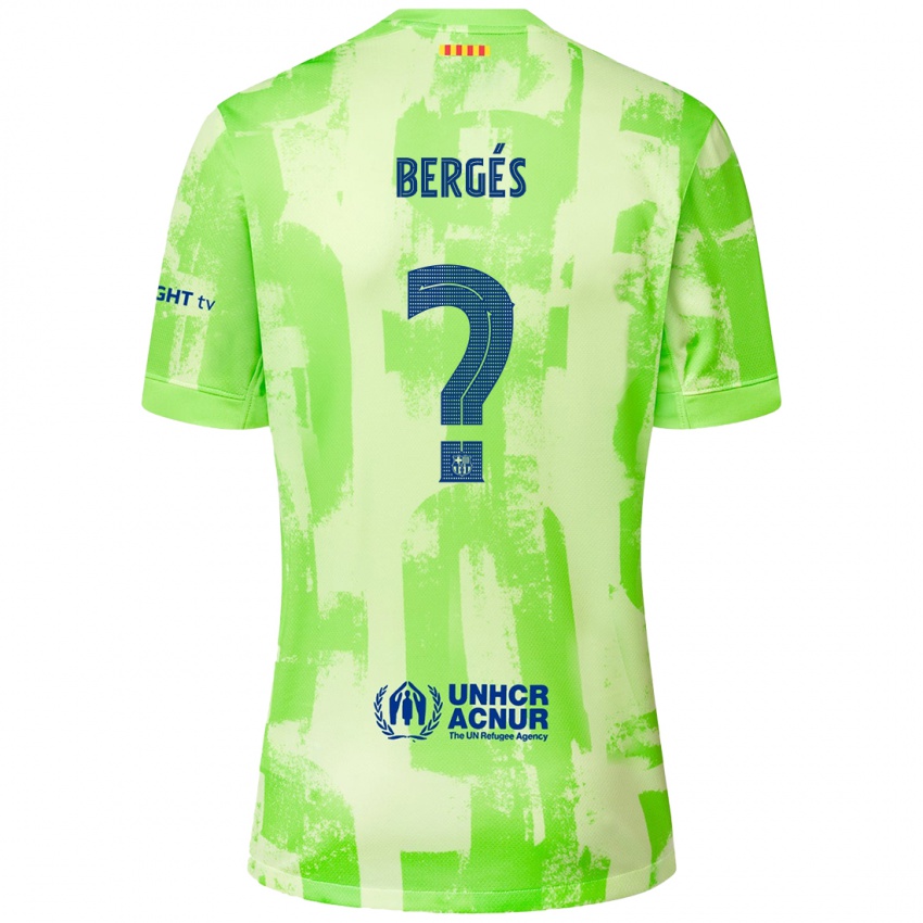 Kinderen Pau Bergés #0 Limoen Thuisshirt Derde Tenue 2024/25 T-Shirt