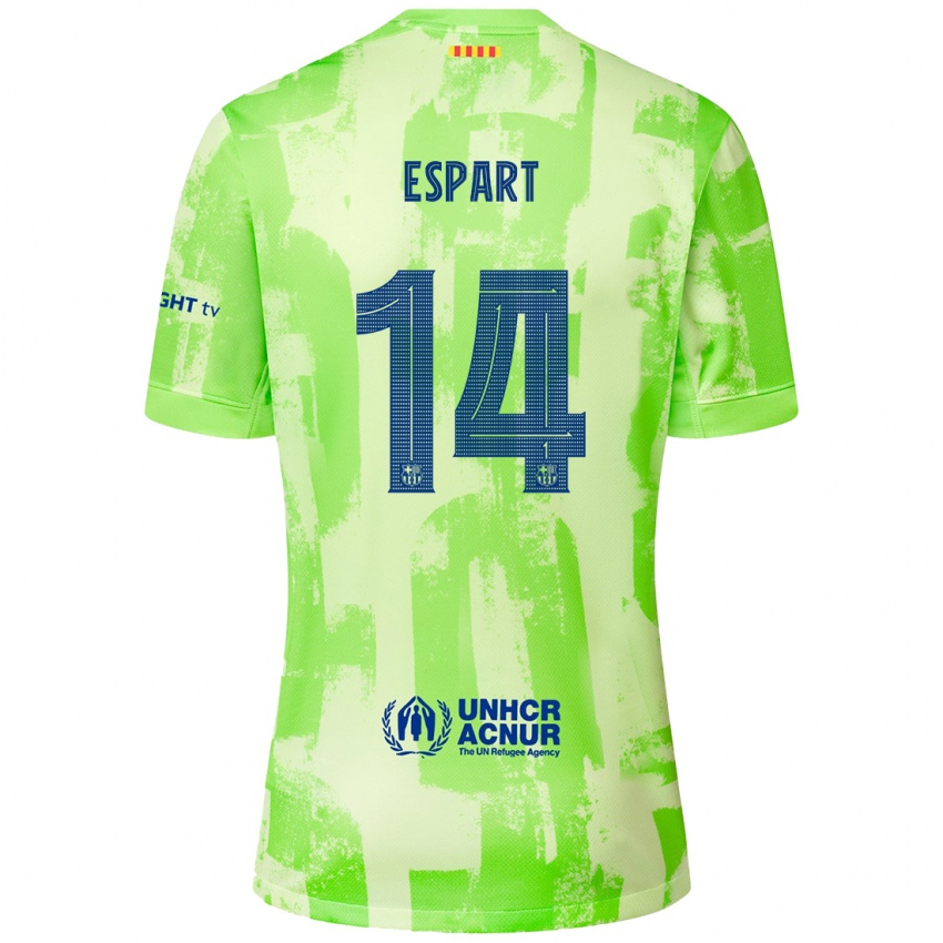 Kinderen Xavi Espart #14 Limoen Thuisshirt Derde Tenue 2024/25 T-Shirt