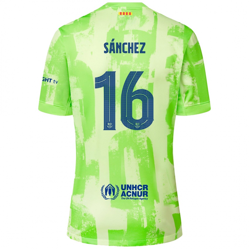 Kinderen Edu Sánchez #16 Limoen Thuisshirt Derde Tenue 2024/25 T-Shirt