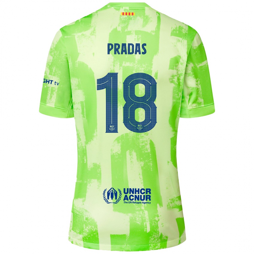 Kinderen Arnau Pradas #18 Limoen Thuisshirt Derde Tenue 2024/25 T-Shirt