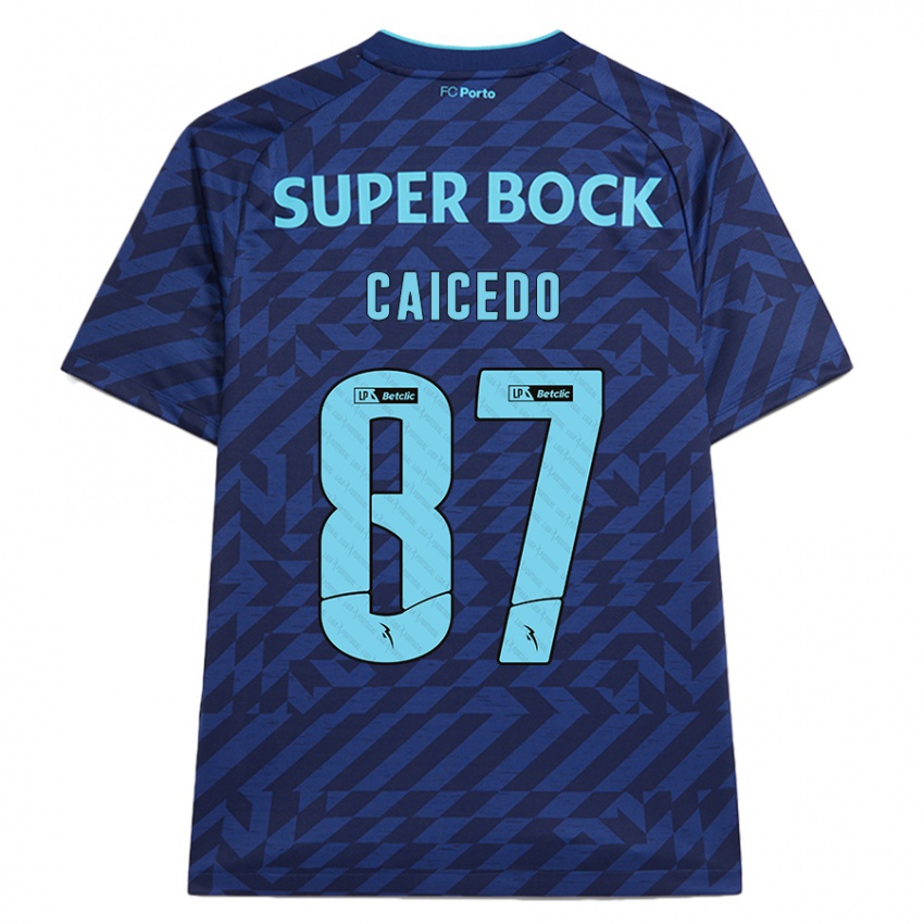 Kinderen Brayan Caicedo #87 Marineblauw Thuisshirt Derde Tenue 2024/25 T-Shirt