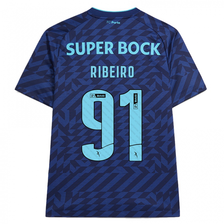 Kinderen Gonçalo Ribeiro #91 Marineblauw Thuisshirt Derde Tenue 2024/25 T-Shirt