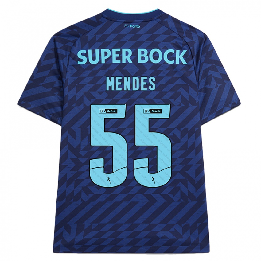 Kinderen João Mendes #55 Marineblauw Thuisshirt Derde Tenue 2024/25 T-Shirt