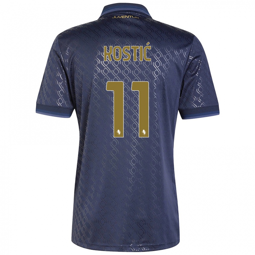 Kinderen Filip Kostic #11 Marineblauw Thuisshirt Derde Tenue 2024/25 T-Shirt