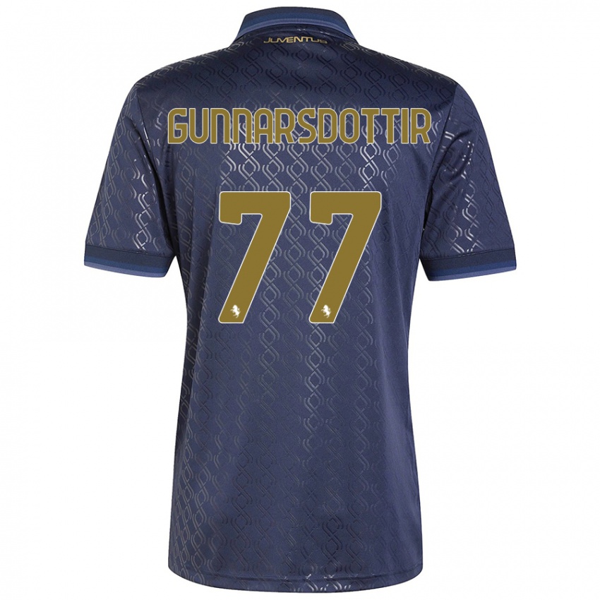 Kinderen Sara Bjork Gunnarsdottir #77 Marineblauw Thuisshirt Derde Tenue 2024/25 T-Shirt