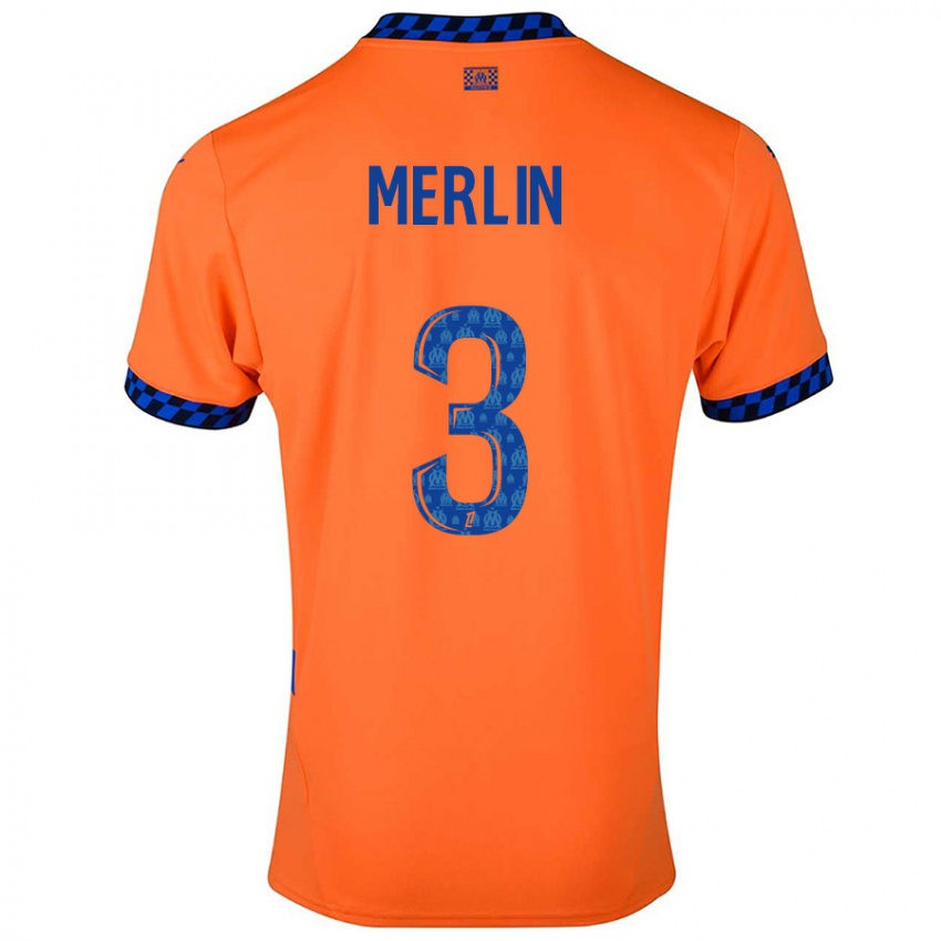 Kinderen Quentin Merlin #3 Oranje Donkerblauw Thuisshirt Derde Tenue 2024/25 T-Shirt