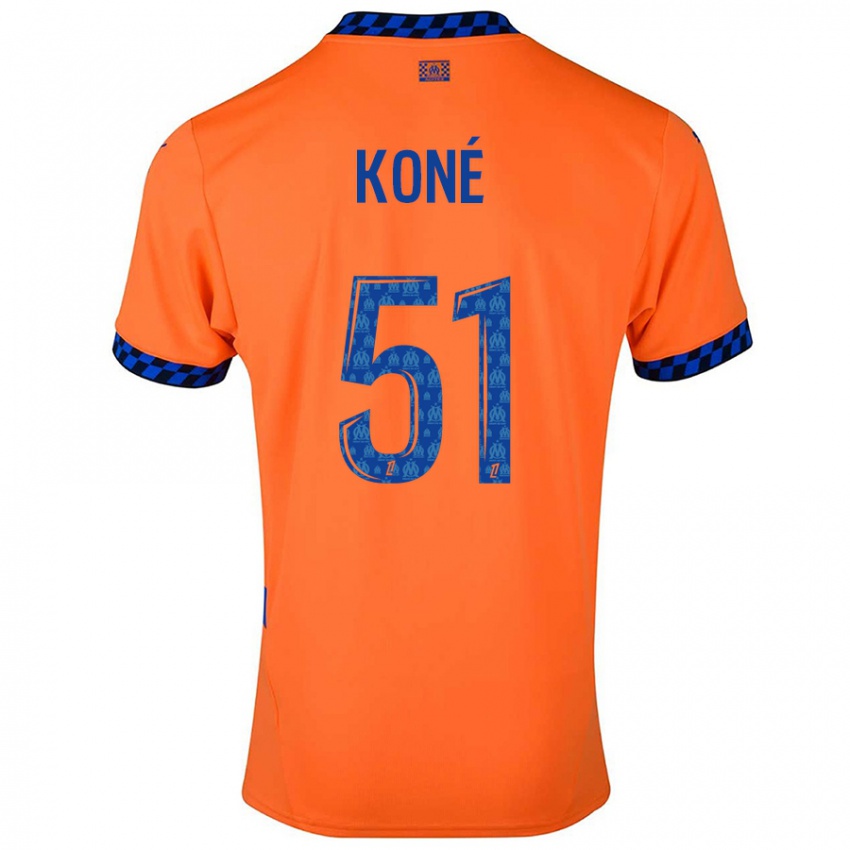 Kinderen Ismaël Koné #51 Oranje Donkerblauw Thuisshirt Derde Tenue 2024/25 T-Shirt