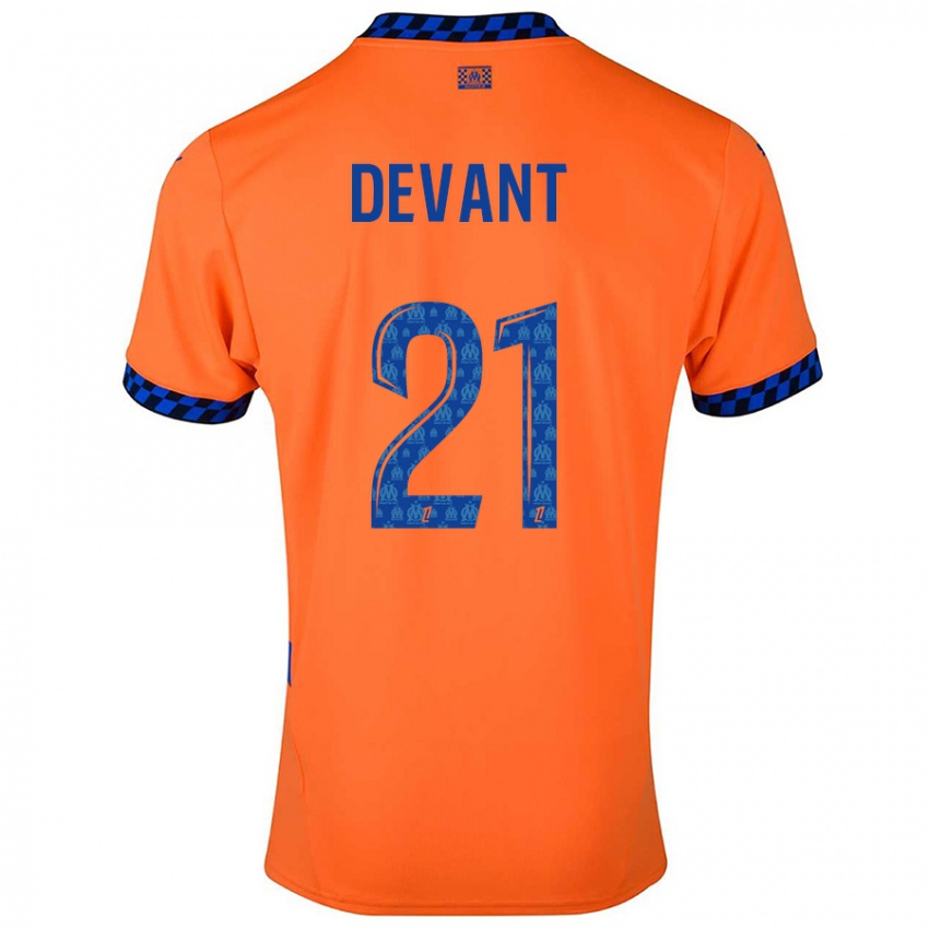 Kinderen Caroline Devant #21 Oranje Donkerblauw Thuisshirt Derde Tenue 2024/25 T-Shirt