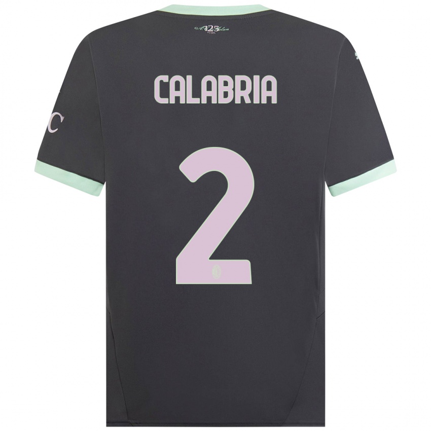 Kinderen Davide Calabria #2 Grijs Thuisshirt Derde Tenue 2024/25 T-Shirt