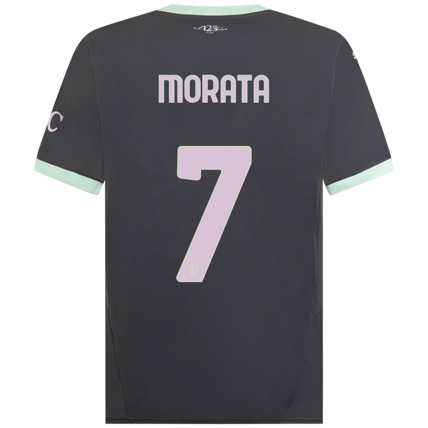 Kinderen Alvaro Morata #7 Grijs Thuisshirt Derde Tenue 2024/25 T-Shirt