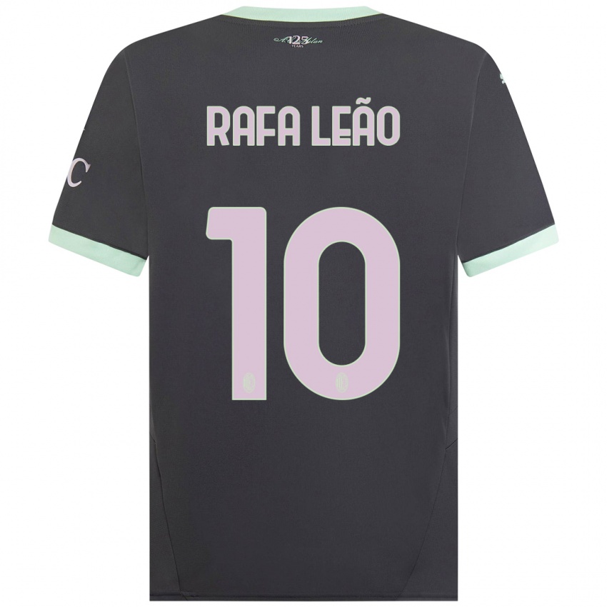 Kinderen Rafael Leao #10 Grijs Thuisshirt Derde Tenue 2024/25 T-Shirt