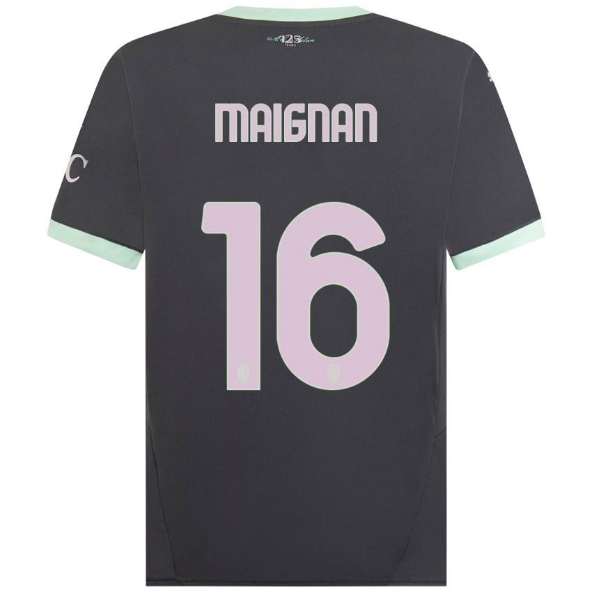 Kinderen Mike Maignan #16 Grijs Thuisshirt Derde Tenue 2024/25 T-Shirt