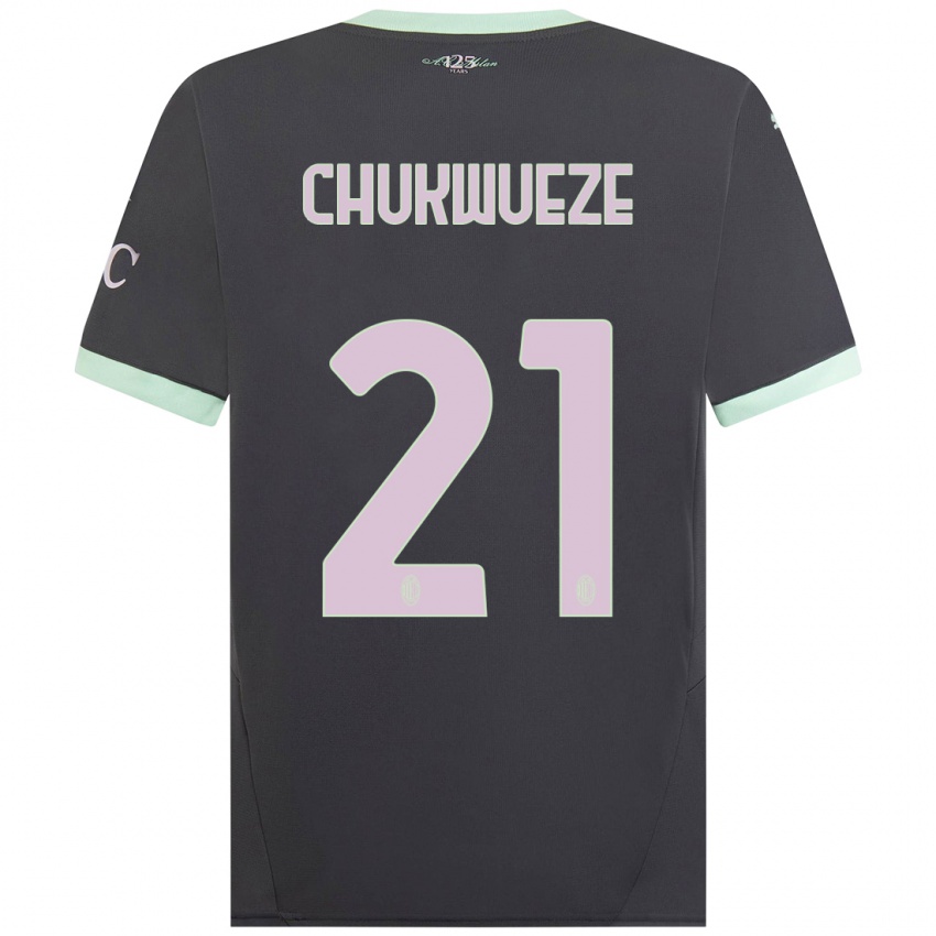 Kinderen Samuel Chukwueze #21 Grijs Thuisshirt Derde Tenue 2024/25 T-Shirt