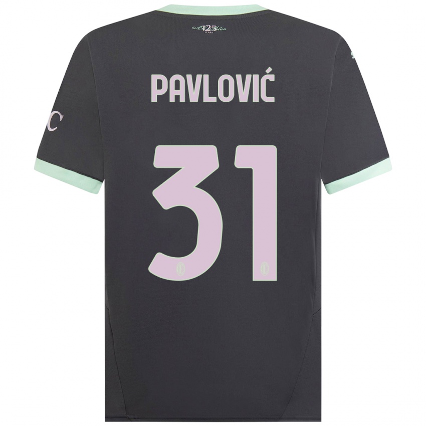 Kinderen Strahinja Pavlović #31 Grijs Thuisshirt Derde Tenue 2024/25 T-Shirt