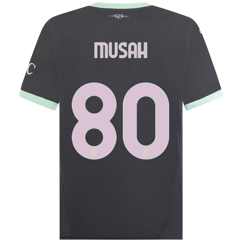 Kinderen Yunus Musah #80 Grijs Thuisshirt Derde Tenue 2024/25 T-Shirt