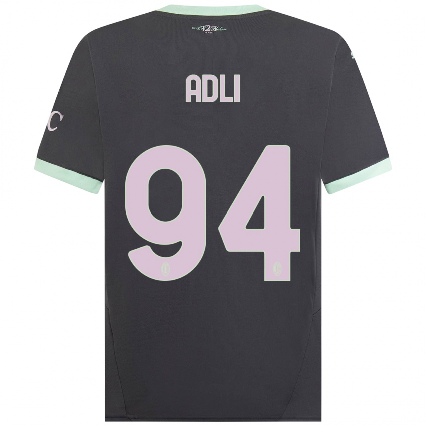 Kinderen Yacine Adli #94 Grijs Thuisshirt Derde Tenue 2024/25 T-Shirt