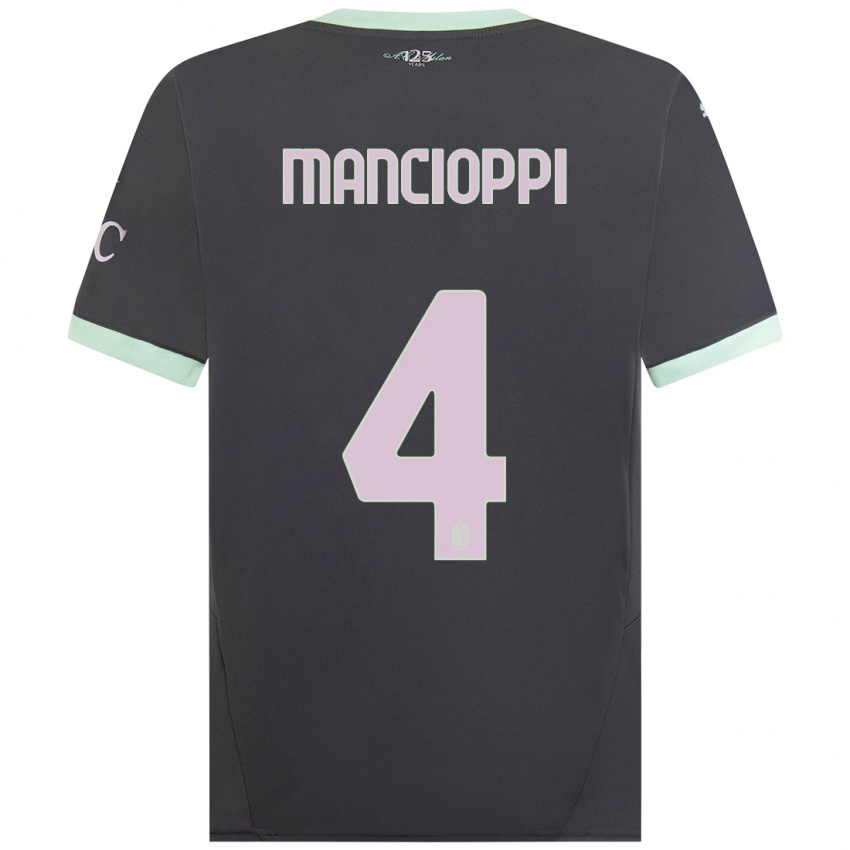 Kinderen Tommaso Mancioppi #4 Grijs Thuisshirt Derde Tenue 2024/25 T-Shirt