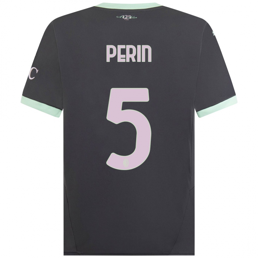 Kinderen Ernesto Perin #5 Grijs Thuisshirt Derde Tenue 2024/25 T-Shirt