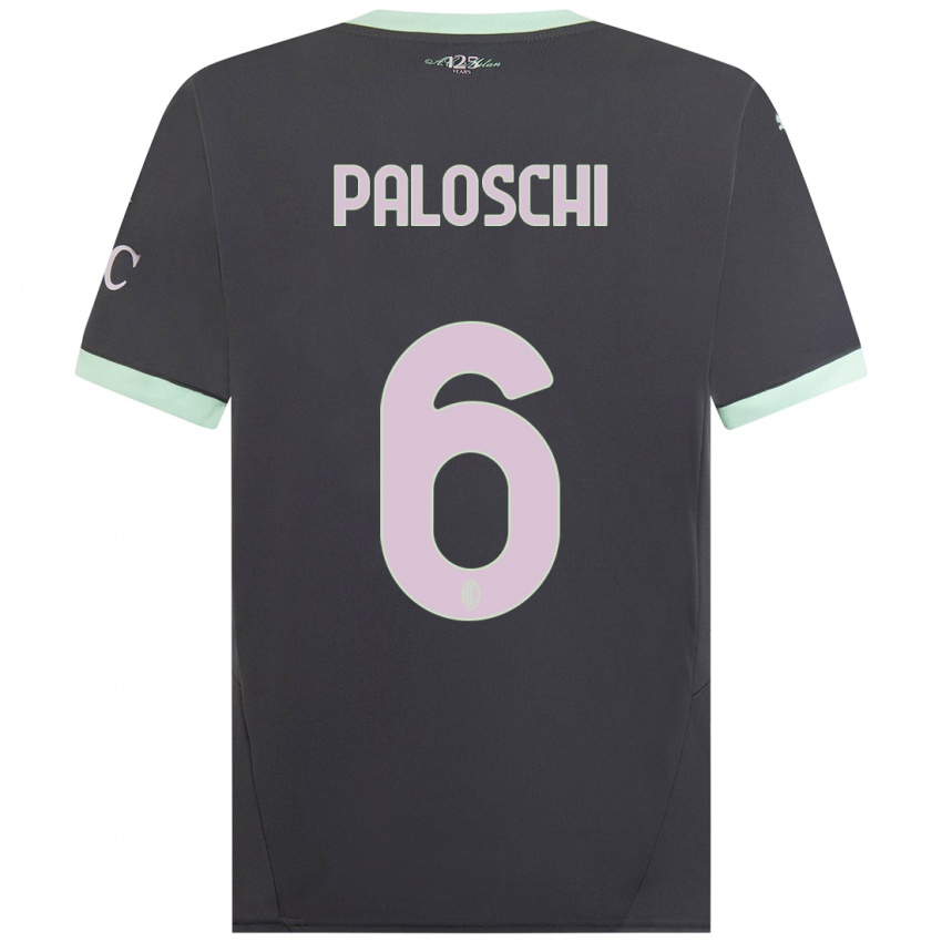 Kinderen Dorian Paloschi #6 Grijs Thuisshirt Derde Tenue 2024/25 T-Shirt