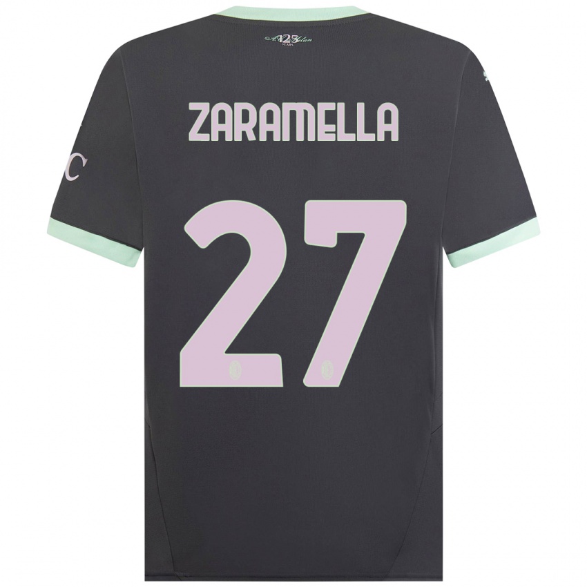 Kinderen Mattia Zaramella #27 Grijs Thuisshirt Derde Tenue 2024/25 T-Shirt