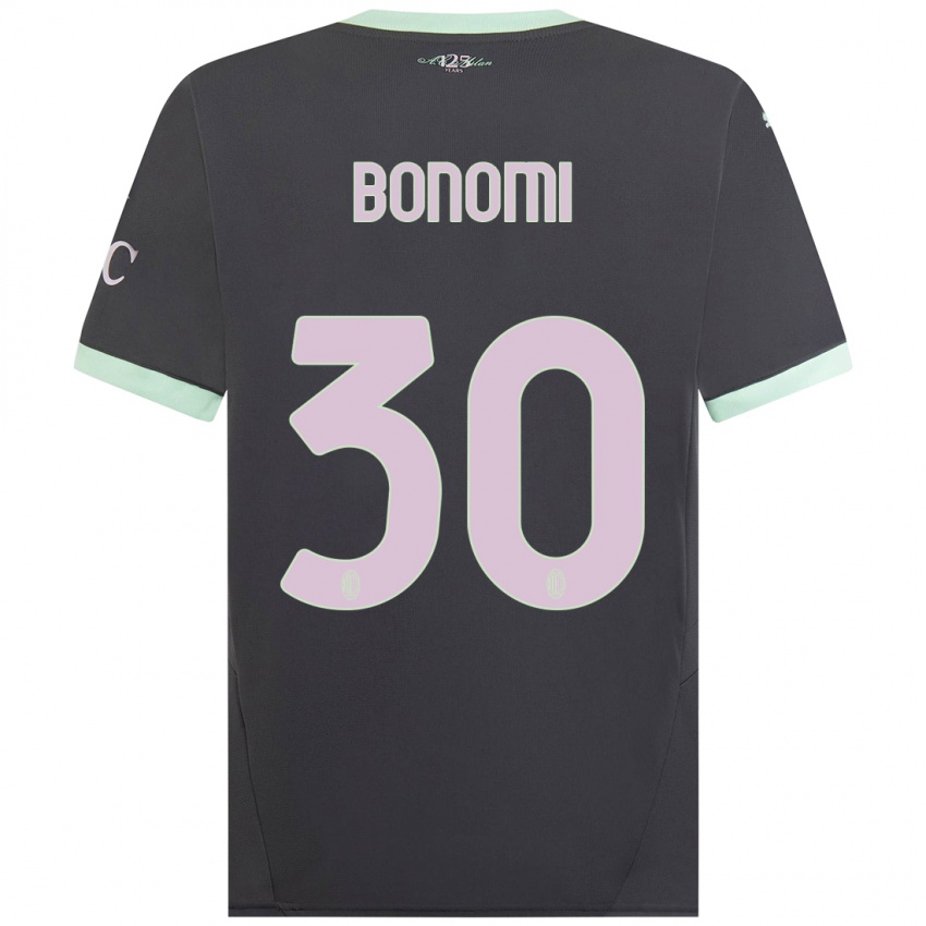 Kinderen Alessandro Bonomi #30 Grijs Thuisshirt Derde Tenue 2024/25 T-Shirt