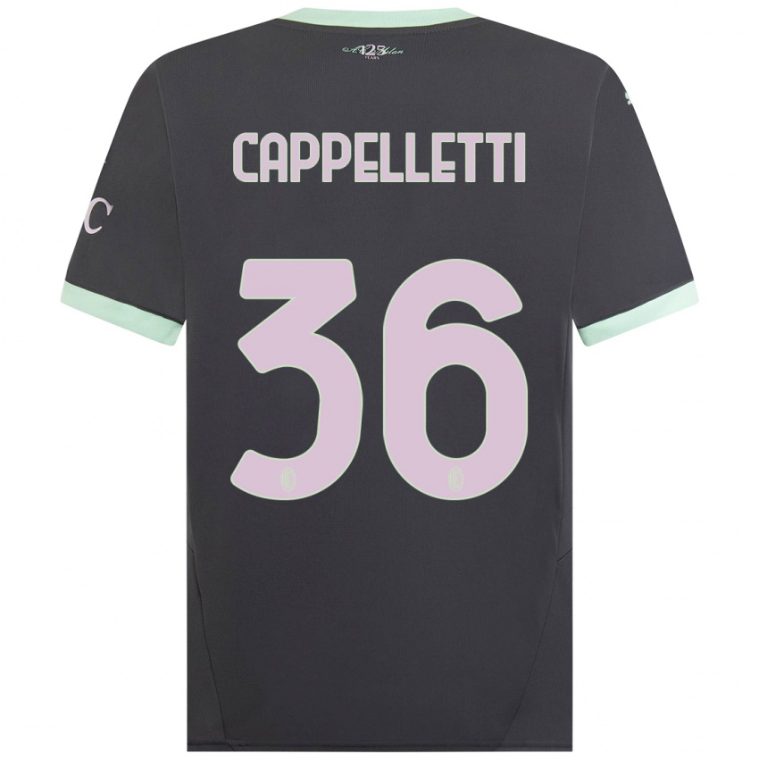 Kinderen Mattia Cappelletti #36 Grijs Thuisshirt Derde Tenue 2024/25 T-Shirt