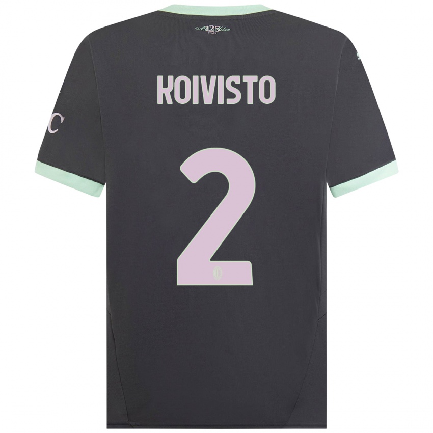 Kinderen Emma Koivisto #2 Grijs Thuisshirt Derde Tenue 2024/25 T-Shirt