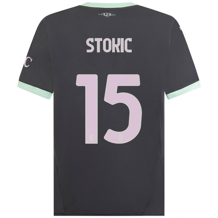 Kinderen Sara Stokić #15 Grijs Thuisshirt Derde Tenue 2024/25 T-Shirt