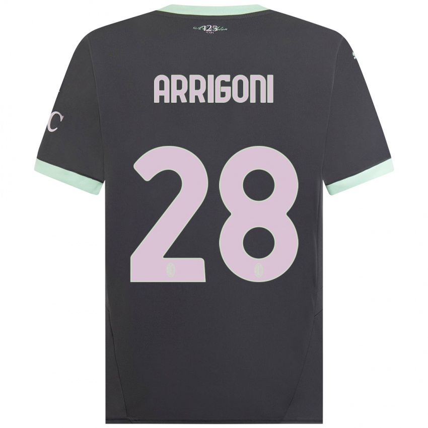 Kinderen Giorgia Arrigoni #28 Grijs Thuisshirt Derde Tenue 2024/25 T-Shirt