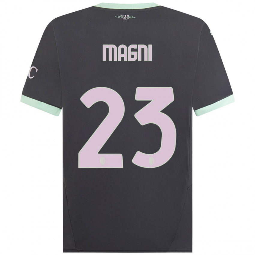 Kinderen Vittorio Magni #23 Grijs Thuisshirt Derde Tenue 2024/25 T-Shirt