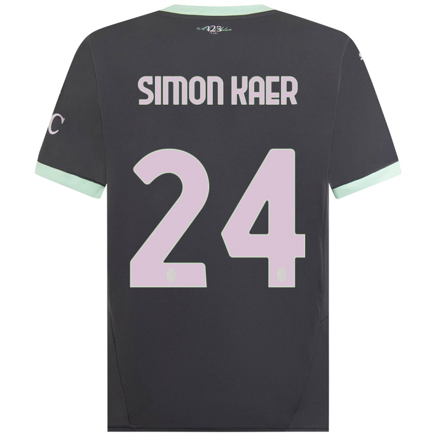 Kinderen Simon Kaer #24 Grijs Thuisshirt Derde Tenue 2024/25 T-Shirt