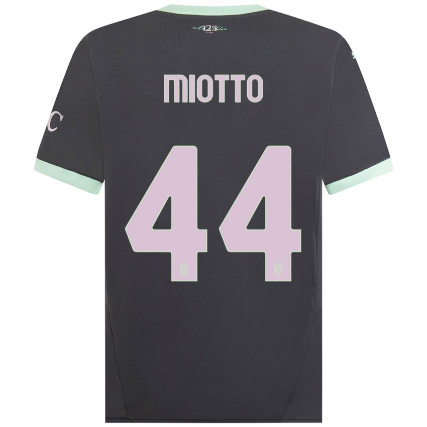 Kinderen Giorgia Miotto #44 Grijs Thuisshirt Derde Tenue 2024/25 T-Shirt