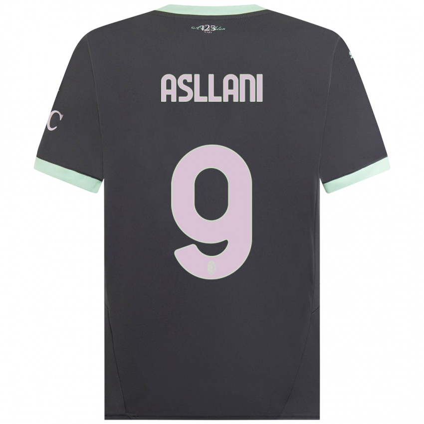 Kinderen Kosovare Asllani #9 Grijs Thuisshirt Derde Tenue 2024/25 T-Shirt