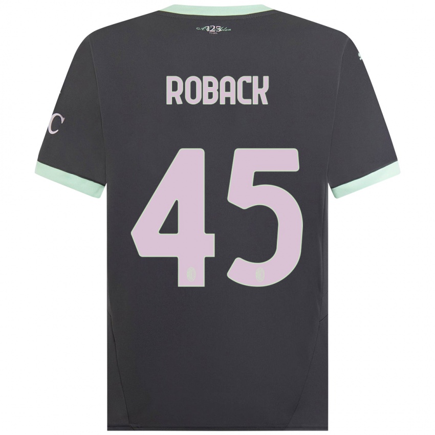 Kinderen Emil Roback #45 Grijs Thuisshirt Derde Tenue 2024/25 T-Shirt