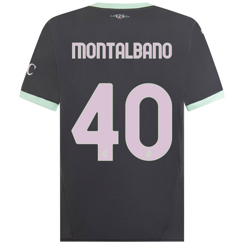 Kinderen Nicolo Montalbano #40 Grijs Thuisshirt Derde Tenue 2024/25 T-Shirt