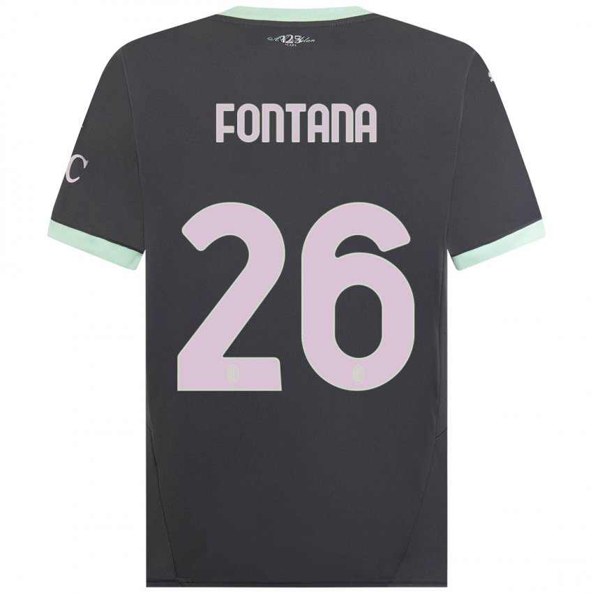 Kinderen Francesco Fontana #26 Grijs Thuisshirt Derde Tenue 2024/25 T-Shirt